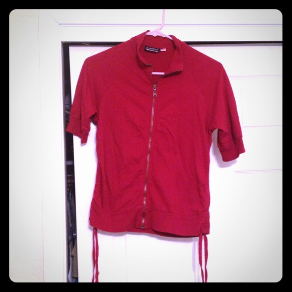 Red zip up top