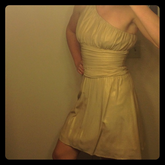 NWOT Gold One-Shoulder Dress