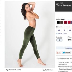 American Apparel high waisted velvet leggings