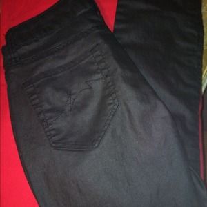 Black pleather skinny jeans! Worn once!