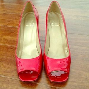 Stuart Weitzman Stylish Peep-Toe Pump, Flame Red