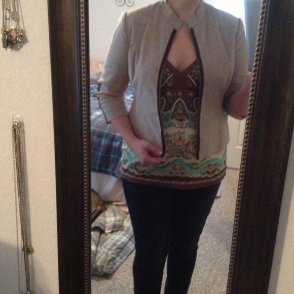 Sharagano Linen Jacket 3/4 sleeve