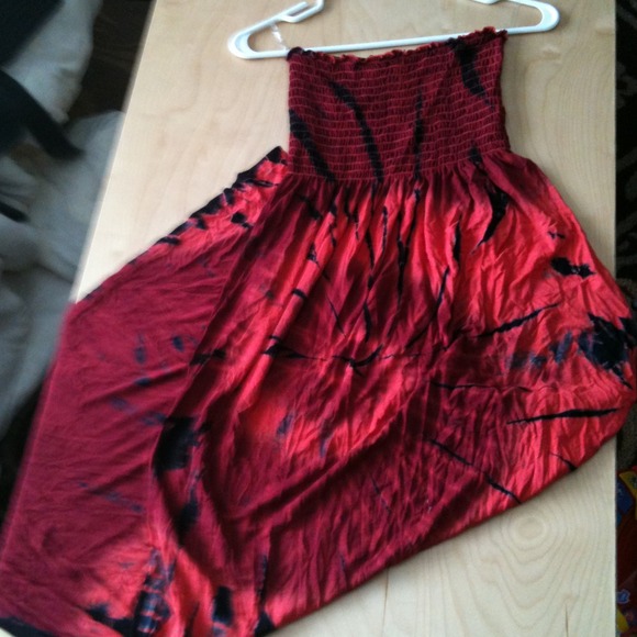 Red tie die Maxi dress