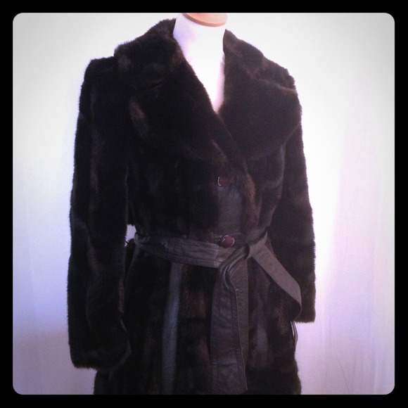 SOLD AS BUNDLE... VINTAGE faux fur leather coat