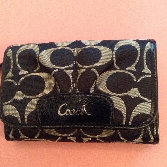 Coach Wallet, black logo pattern