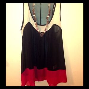 Sheer color block top