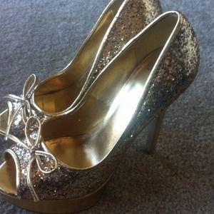 Gold sparkly shoes