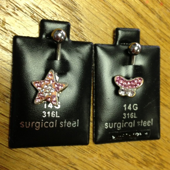 Bundle of 2 pink crystal Bellybutton rings