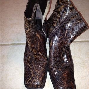 Snake skin ankle boots
