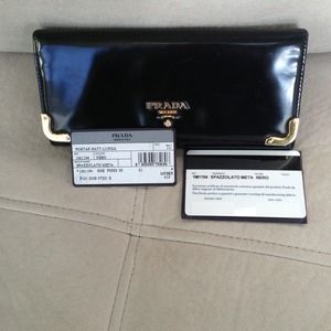 Prada Black Wallet with Red Interior