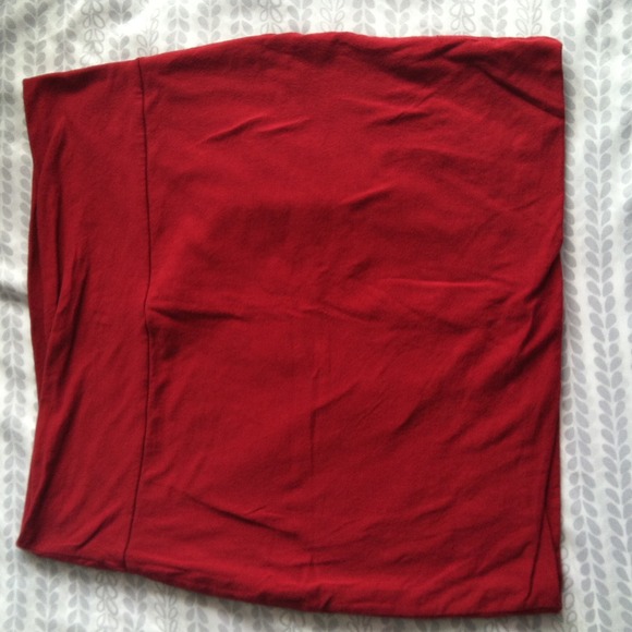 Soft deep red mini skirt.