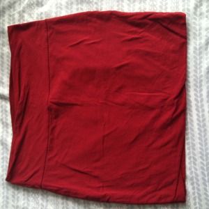 Soft deep red mini skirt.