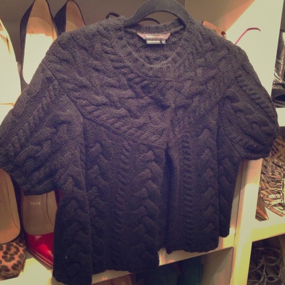 NWOT BCBG black crop cable knit sweater