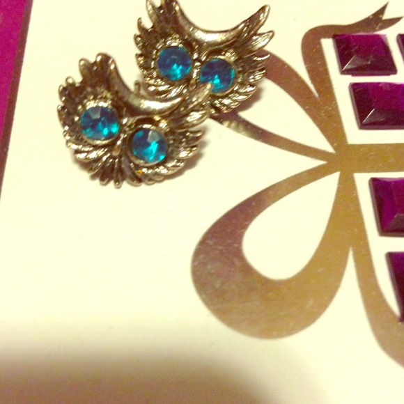 Lucky Brand Blue Eyed Owl Earrings
