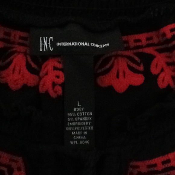 Beautiful black & red w/beading INC top - Picture 2 of 4