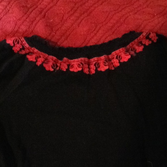 Beautiful black & red w/beading INC top - Picture 4 of 4
