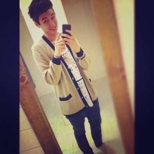 One Aztec tank top with Old Asian Cardigan