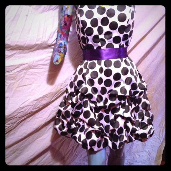 Strapless polka dot dress