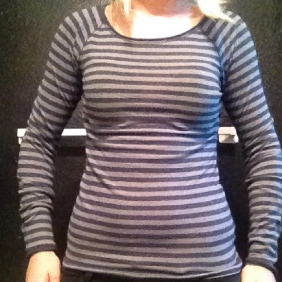 Black and grey horizontally striped long sleeve