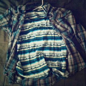 Aztec tank top and Pac Sun warped and weft button.