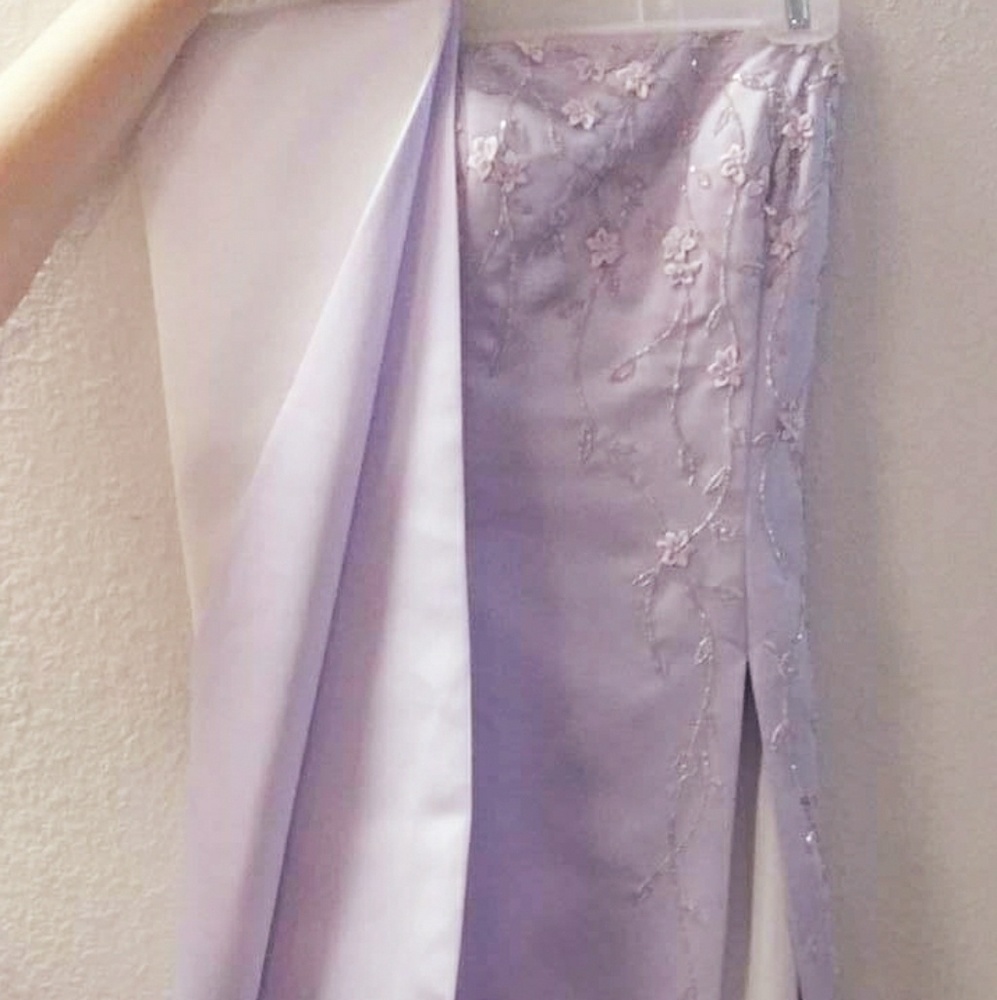 Satin Prom Dress Lavender and Cream with Shawl NEW