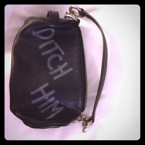 Black leather Juicy bag w/spray painted lettering