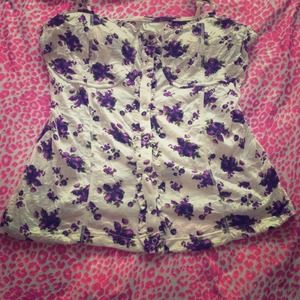 Speghetti strap with purple flowers