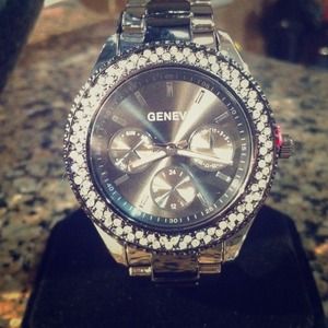 Black and Silver Geneva Watch