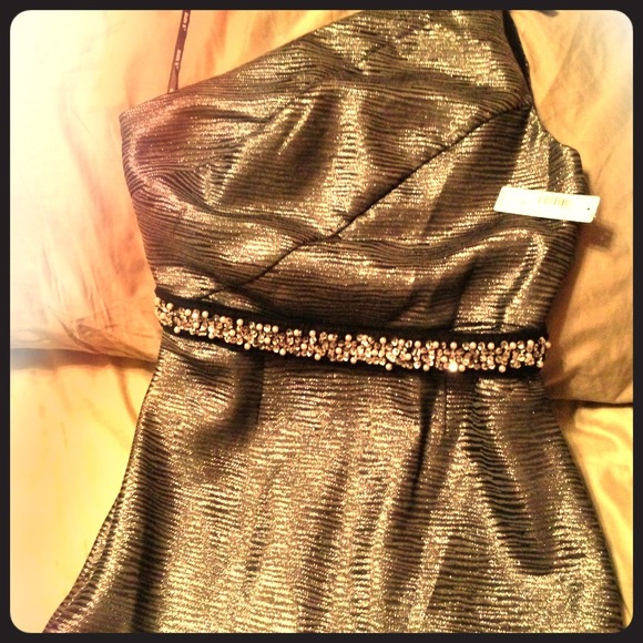 SOLD Silver, one shoulder, gorgeous dress!