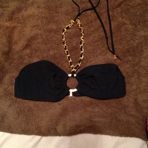 MICHAEL KORS Black and gold swim suit top