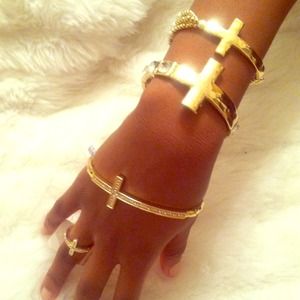 Bangle cross bracelet.