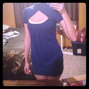 Navy blue bubble dress and blue top
