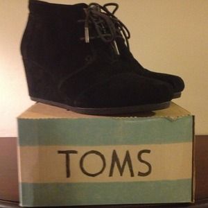 Toms Black Suede Desert Wedges in a size 9.