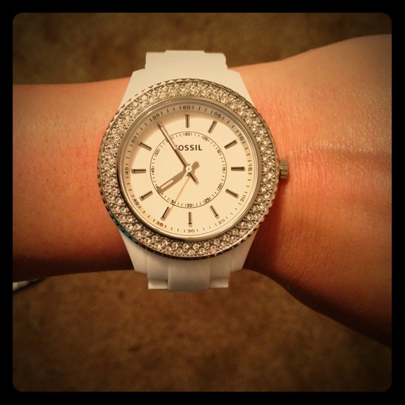 White Fossil watch
