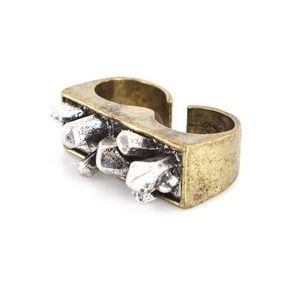 Bronze stone studded two finger ring