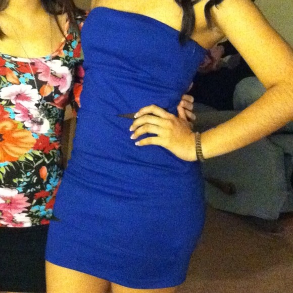 * REDUCED ** Blue strapless club dress