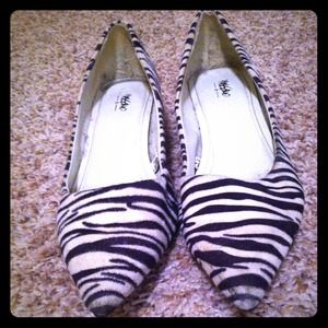Zebra print tiny heel shoes
