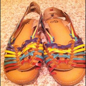 Leather multi colored sandals