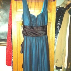 Blue and back mid length dress