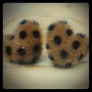 Jewelry - Fluffy Brown Black Leopard Heart Dots Earrings NEW Jewelry - Fluffy Brown Black Leopard Heart Dots Earrings NEW