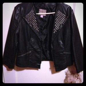 Cute Black studded Faux LeatherJacket