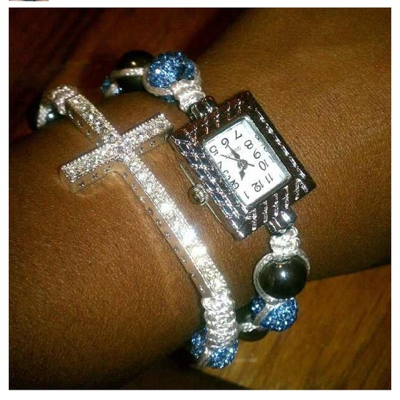 Watch and cross crystal shamballa set - Picture 1 of 1