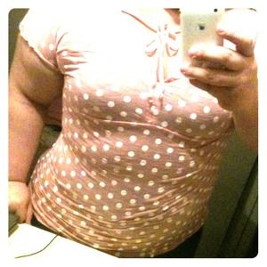 Pink and white polka-dot top