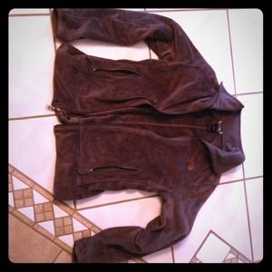 Northface double-zip jacket. Dark gray. Fuzzy/soft