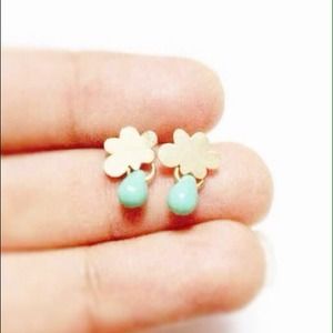 Tiny Cloud and turquoise drop Studs