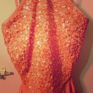 Formal Sequin Peach Floor Length