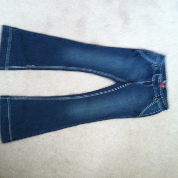 Dark denim bell bottoms