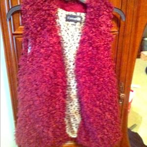 Forever 21 red fuzzy vest