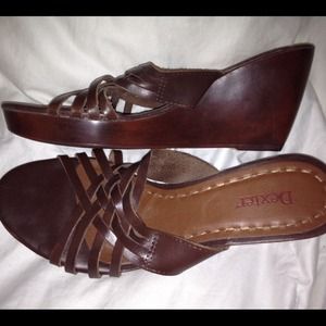 Leather wedge sandals