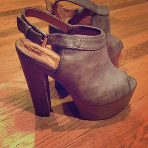 Grey Platform heels